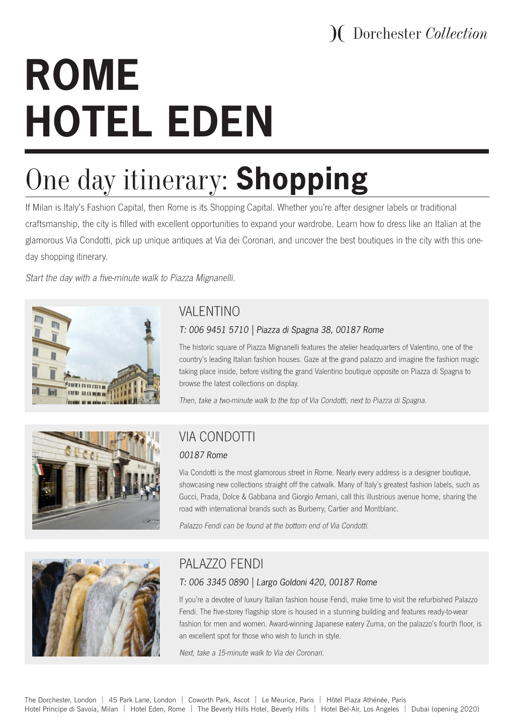 ROME HOTEL EDEN One Day Itinerary: Shopping If Milan Is Italy’S Fashion Capital, Then Rome Is Its Shopping Capital