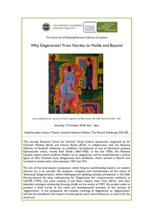Why Degenerate? from Nordau to Nolde and Beyond
