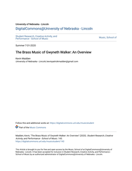 The Brass Music of Gwyneth Walker: an Overview