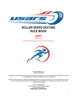 Roller Speed Skating Rule Book 2017