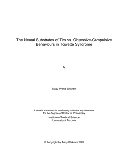 The Neural Substrates of Tics Vs. Obsessive-Compulsive Behaviours in Tourette Syndrome
