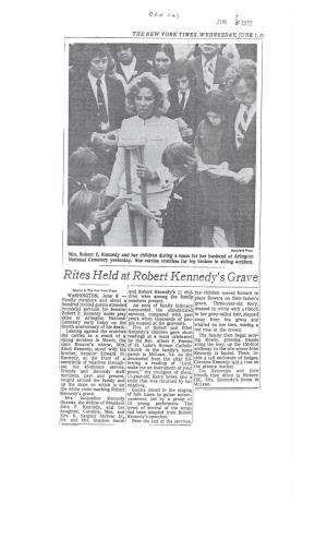 Rites Held at Robert Kennedy's Grave