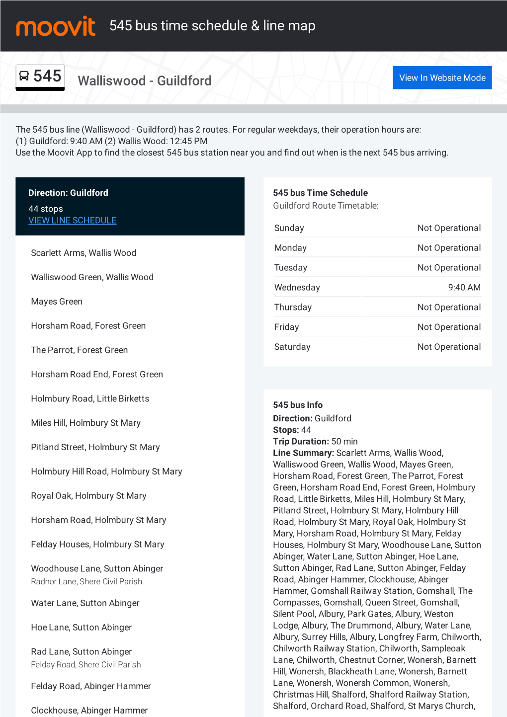 545 Bus Time Schedule & Line Route