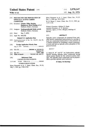United States Patent (19 11 3,978,147 Wilke Et Al
