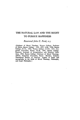 Natural Law and the Right to Pursue Happiness