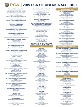 2019 PGA of America Schedule of Events