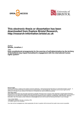 This Electronic Thesis Or Dissertation Has Been Downloaded from Explore Bristol Research