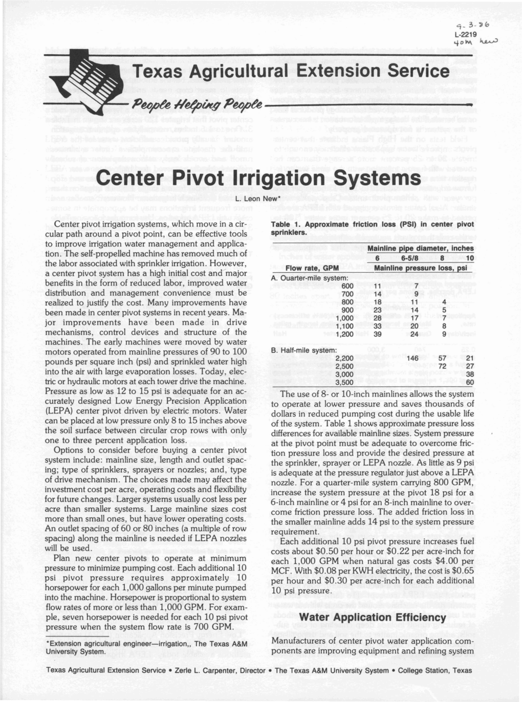 Center Pivot Irrigation Systems L