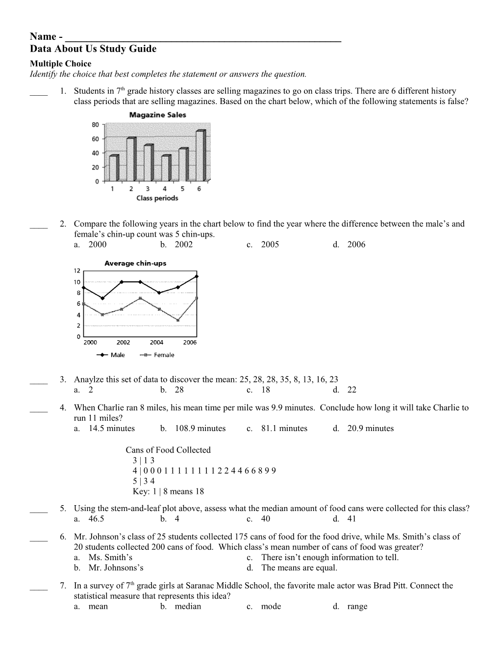 Data About Us Study Guide