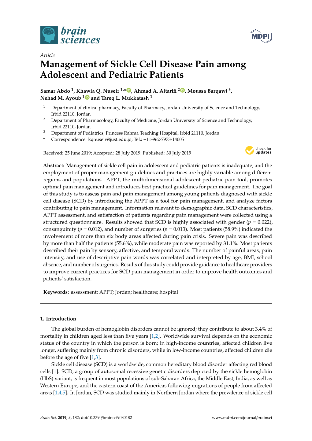 Management of Sickle Cell Disease Pain Among Adolescent and Pediatric Patients