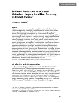 Sediment Production in a Coastal Watershed: Legacy, Land Use, Recovery, and Rehabilitation1