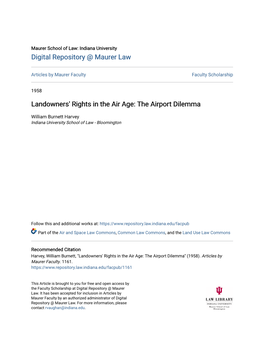 Landowners' Rights in the Air Age: the Airport Dilemma
