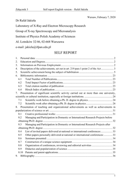 Self Report English Version – Rafał Jakieła