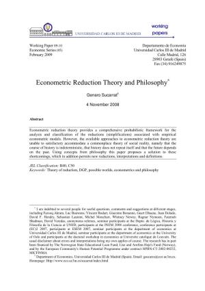 Econometric Reduction Theory and Philosophy∗