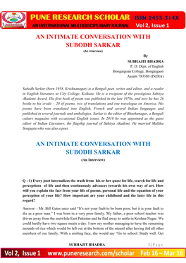 An Intimate Conversation with Subodh Sarkar an Intimate
