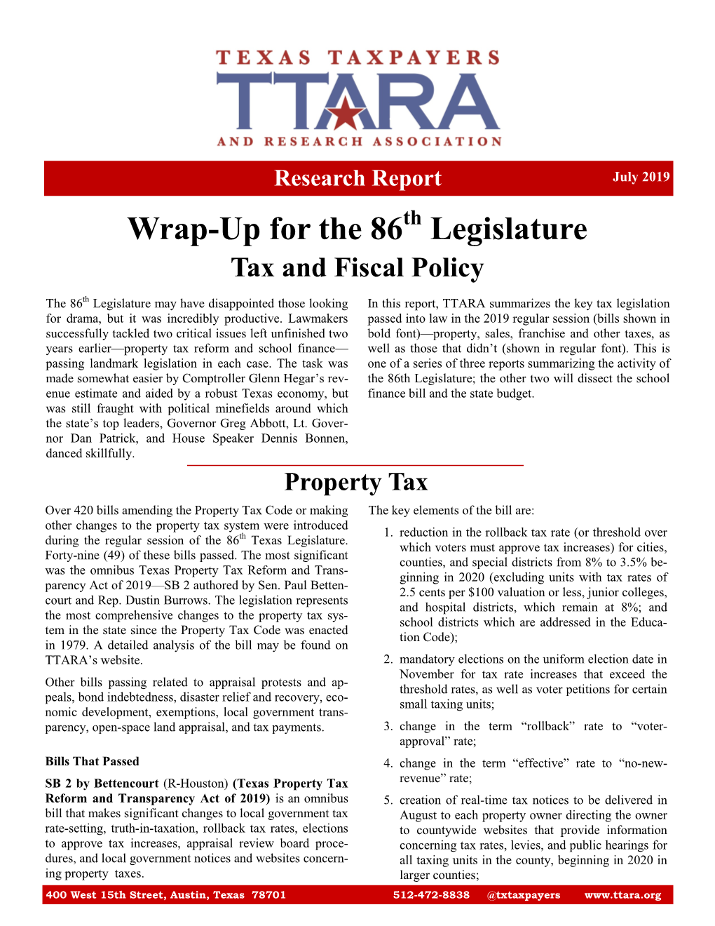 Wrap-Up for the 86 Legislature