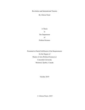 Revolution and International Tension by Alireza Nouri a Thesis in The