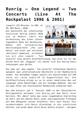 Two Concerts (Live at the Rockpalast 1996 & 2001)