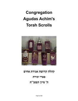 Congregation Agudas Achim's Torah Scrolls