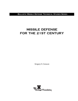 Missile Defense for the 21St Century by Gregory H. Canavan