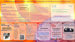 VUMC Equity Diversity & Inclusion – June 2021 LGBTQ Pride Month & Caribbean-American Heritage Month Save the Dates: HA