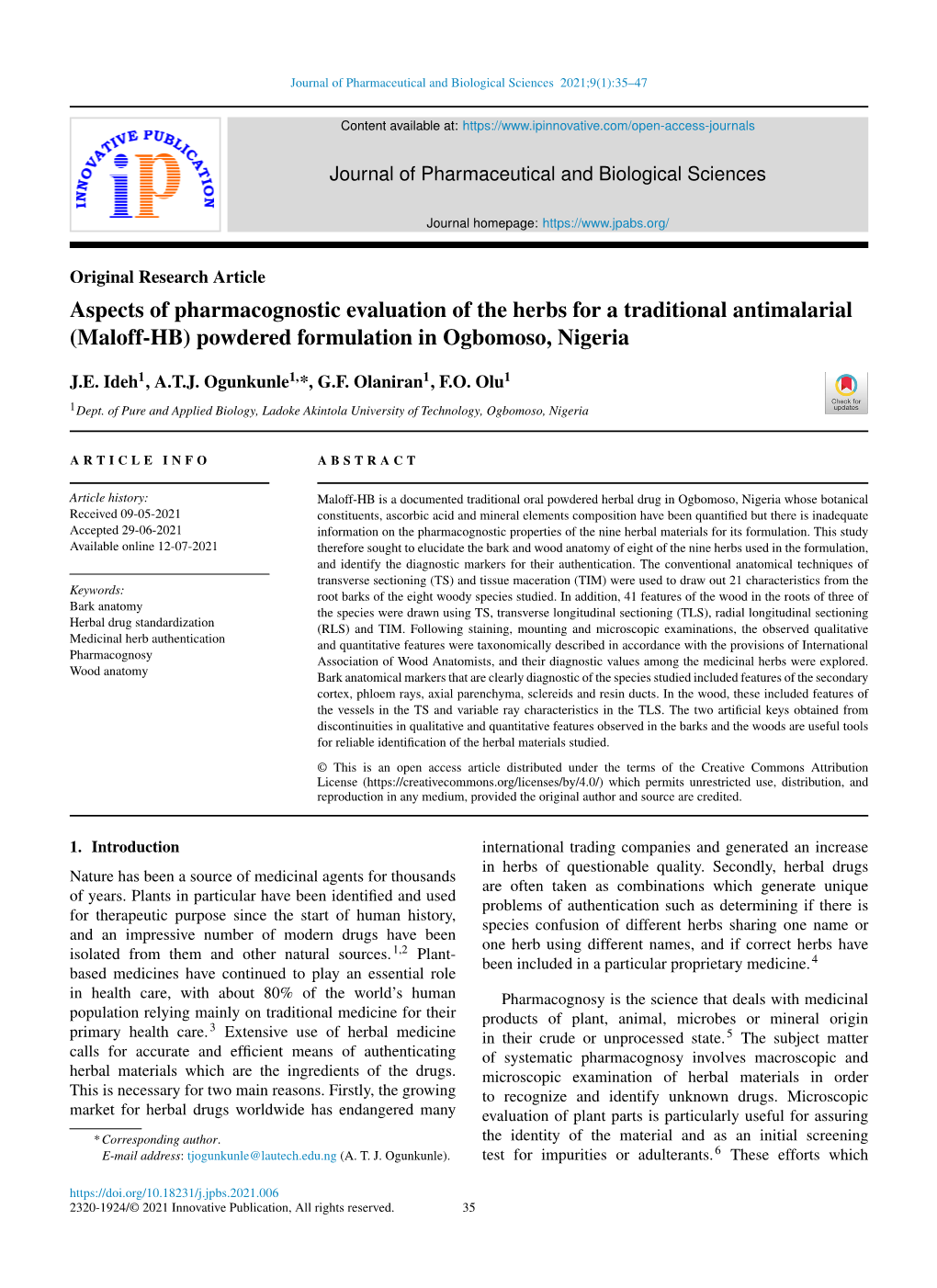 (Maloff-HB) Powdered Formulation in Ogbomoso, Nigeria