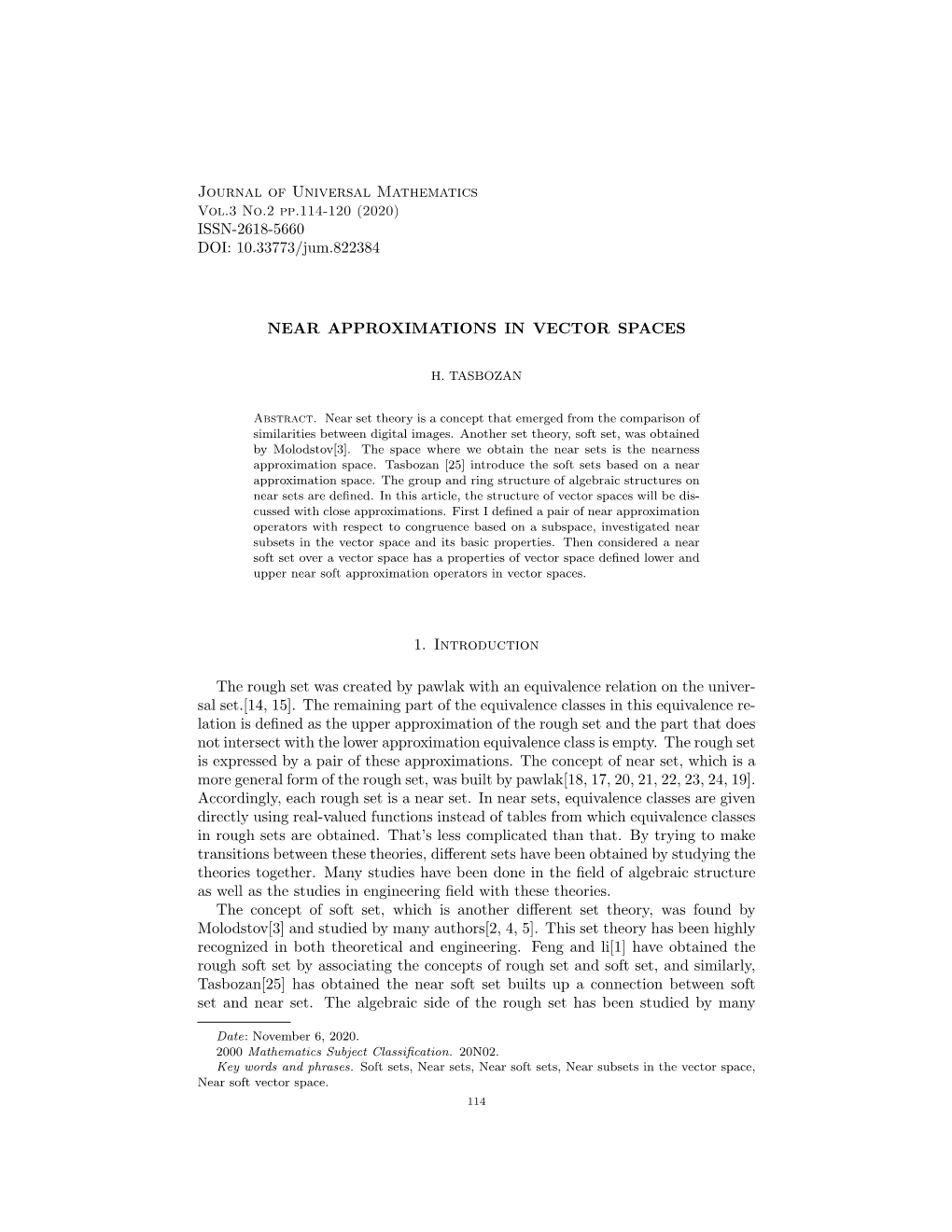 Journal of Universal Mathematics ISSN-2618-5660 DOI: 10.33773