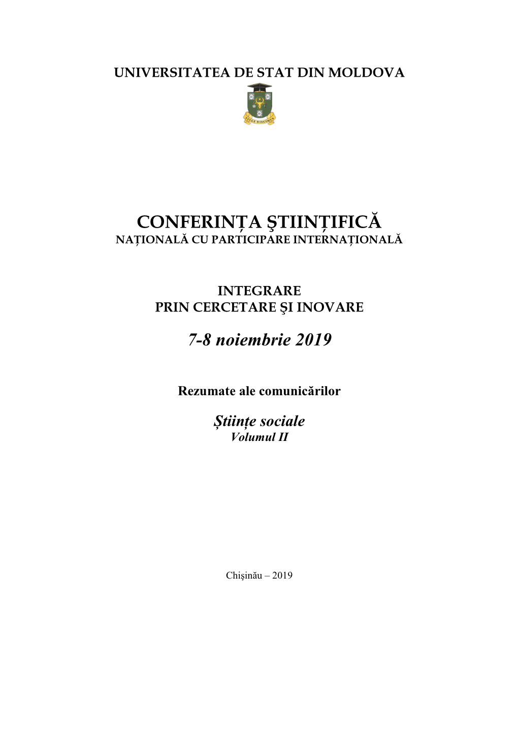 CONFERINŢA ŞTIINŢIFICĂ 7-8 Noiembrie 2019