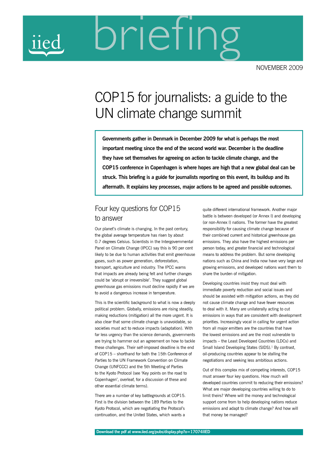 COP15 for Journalists: a Guide to the UN Climate Change Summit
