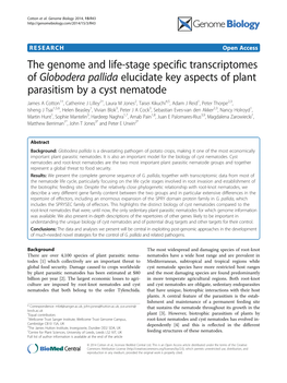 The Genome and Life-Stage Specific Transcriptomes of Globodera Pallida