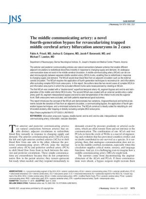 The Middle Communicating Artery: a Novel Fourth-Generation Bypass for Revascularizing Trapped Middle Cerebral Artery Bifurcation Aneurysms in 2 Cases Fabio A