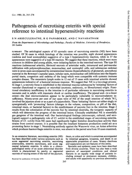 Pathogenesis of Necrotising Enteritis with Special Reference to Intestinal Hypersensitivity Reactions