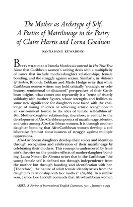 A Poetics of Matrilineage in the Poetry of Claire Harris and Lorna Goodison