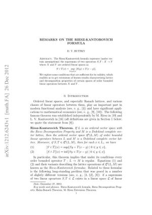 Remarks on the Riesz-Kantorovich Formula
