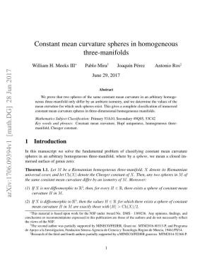 Constant Mean Curvature Spheres in Homogeneous Three-Manifolds