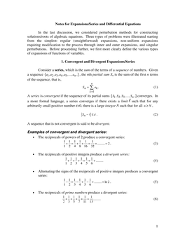 1 Notes for Expansions/Series and Differential Equations in the Last