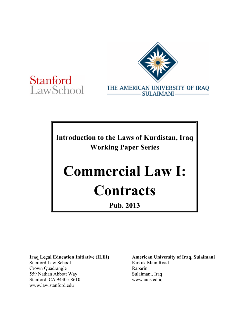 Commercial Law I: Contracts