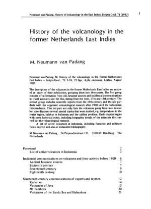 History of the Volcanology in the Former Netherlands East Indies