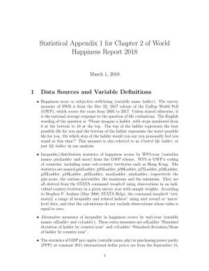 Statistical Appendix 1 for Chapter 2 of World Happiness Report 2018