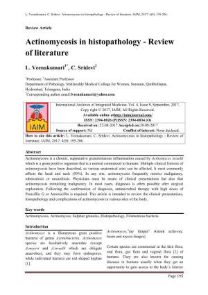 Actinomycosis in Histopathology - Review of Literature