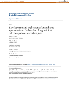 Development and Application of an Antibiotic Spectrum Index for Benchmarking Antibiotic Selection Patterns Across Hospitals Jeffrey S