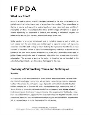 Glossary of Printmaking Terms and Techniques