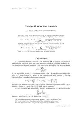 Multiple Hurwitz Zeta Functions