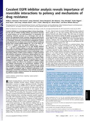 Covalent EGFR Inhibitor Analysis Reveals Importance of Reversible Interactions to Potency and Mechanisms of Drug Resistance