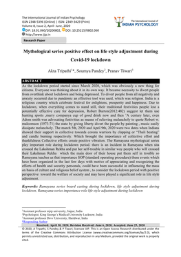 Mythological Series Positive Effect on Life Style Adjustment During Covid-19 Lockdown