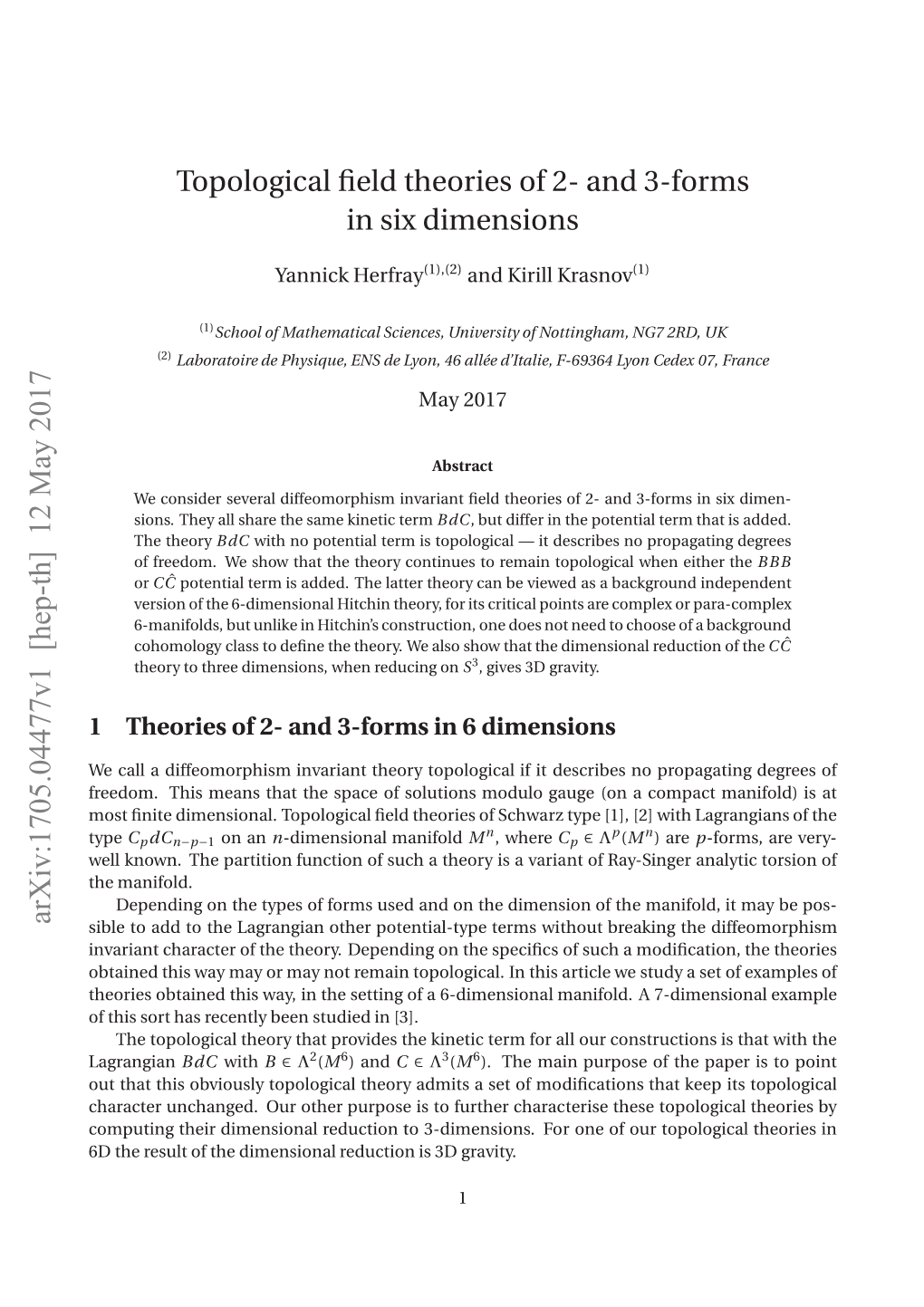 Topological Field Theories of 2- and 3-Forms in Six Dimensions