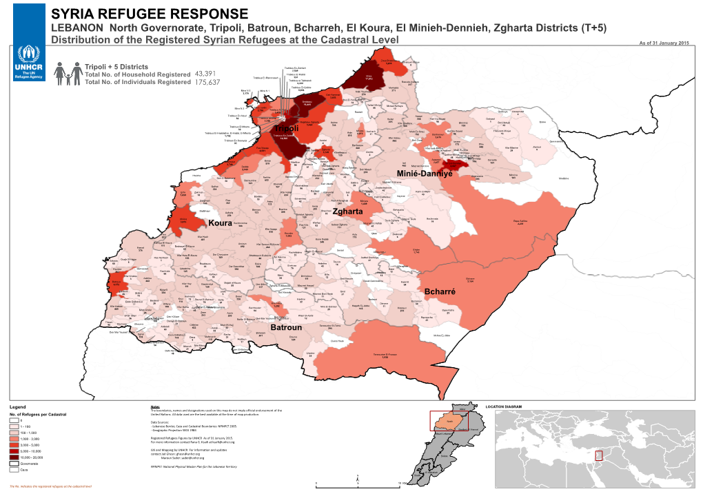 SYRIA REFUGEE RESPONSE LEBANON North Governorate, Tripoli, Batroun, Bcharreh, El Koura, El Minieh-Dennieh, Zgharta Districts (T+5)