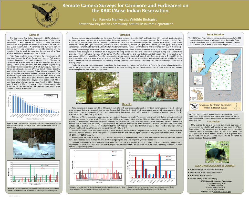 Remote Camera Surveys for Carnivore and Furbearers on the KBIC L’Anse Indian Reservation