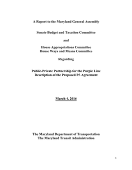 A Report to the Maryland General Assembly Senate