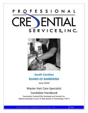 South Carolina BOARD of BARBERING Master Hair Care
